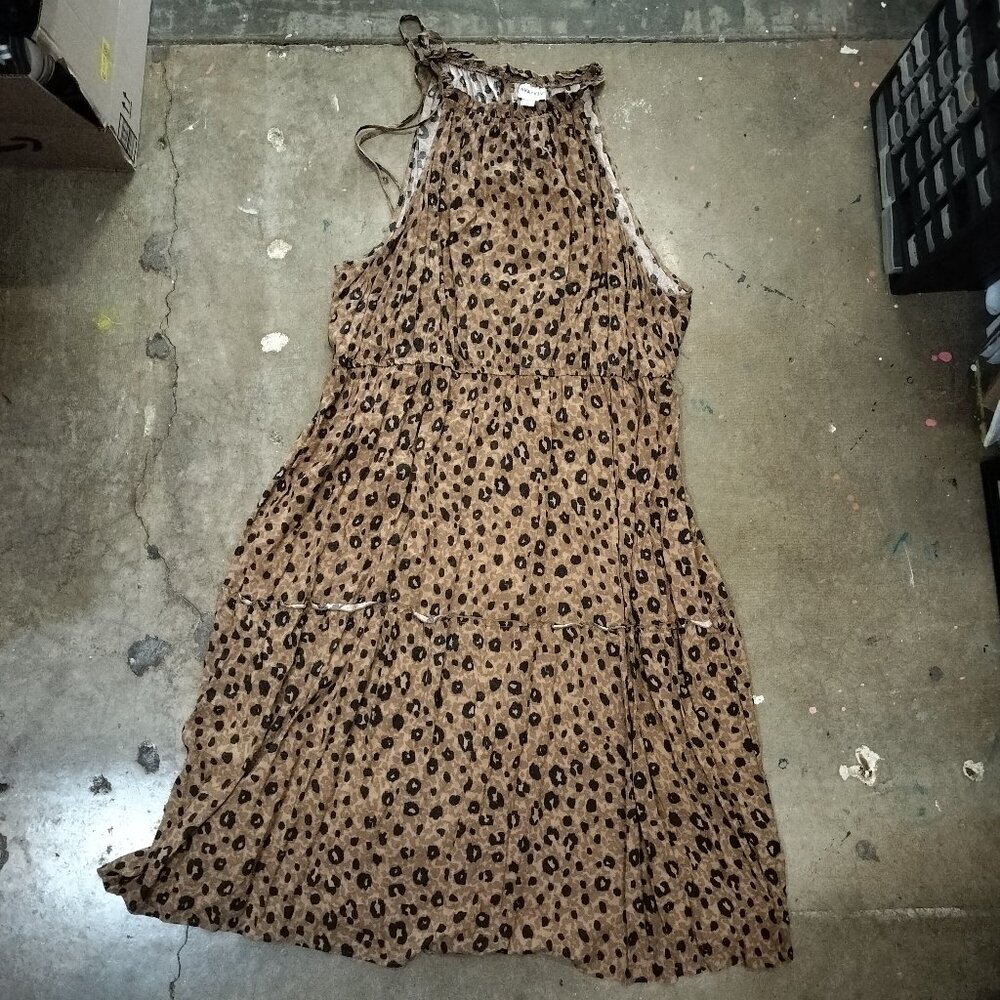 Ava & Viv Leopard High Neck Halter Dress